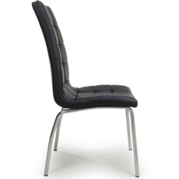 Shankar Jenner Set of 2 Black and Chrome Leather Effect Dining Chair - Wilko - thumbnail 6