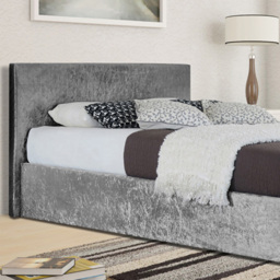 Brooklyn King Size Silver Crushed Velvet Ottoman Storage Bed - Wilko - thumbnail 3