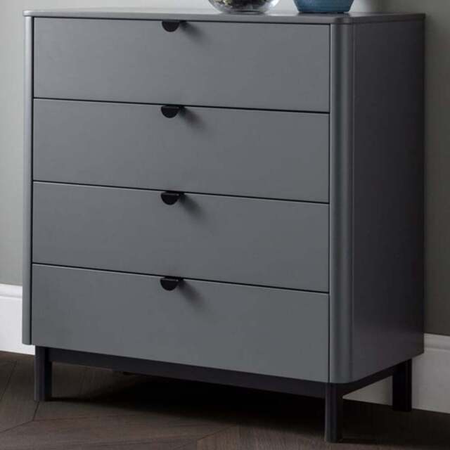 Julian Bowen Chloe 4 Drawer Storm Grey Chest of Drawers - Black - Wilko - image 1