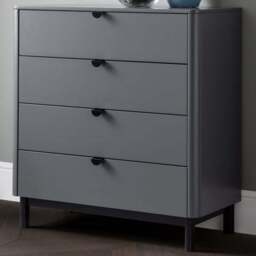 Julian Bowen Chloe 4 Drawer Storm Grey Chest of Drawers - Black - Wilko - thumbnail 1