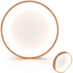 Costway Wood Pattern and Metal Frame Natural LED Mount Ceiling Light - Size: 48 x 48 x 14cm - Cream - Wilko - thumbnail 4