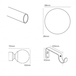 New Edge Blinds 180cm Satin Silver Ball End Eyelet Metal Curtain Pole Set - Wilko - thumbnail 6