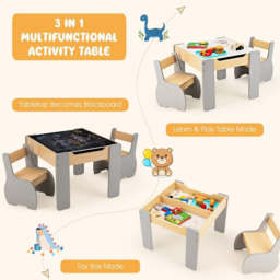 Costway 4 in 1 Grey Wooden Kids Table and Chair Set - Size: 74 x 44 x 16cm - Wilko - thumbnail 6