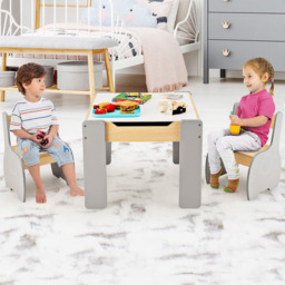 Costway 4 in 1 Grey Wooden Kids Table and Chair Set - Size: 74 x 44 x 16cm - Wilko - thumbnail 4