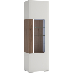 Florence Toronto Single Door White and San Remo Oak Glazed Narrow Display Cabinet - Furniture To Go - Wilko - thumbnail 3