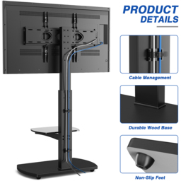 TTAP Single Shelf Black Freestanding TV Stand - Size: 117.6 x 60 x 40cm - Wilko - thumbnail 5