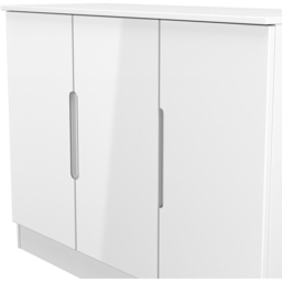 Crowndale Milan 3 Door White Gloss and White Sideboard Ready Assembled - Size: 79 x 110 x 39cm - White Gloss & White - Wilko - thumbnail 6