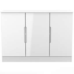 Crowndale Milan 3 Door White Gloss and White Sideboard Ready Assembled - Size: 79 x 110 x 39cm - White Gloss & White - Wilko - thumbnail 3