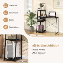 Costway Office Desk with Bookshelf and Host Stand Black - Size: 111 x 61 x 15cm - Wilko - thumbnail 7
