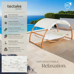 tectake Locarno 2 Seater Hammock with Sun Canopy - Size: 171.5 x 160 x 328cm - Brown - Wilko - thumbnail 7