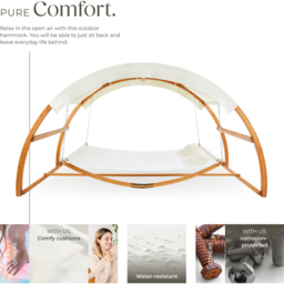tectake Locarno 2 Seater Hammock with Sun Canopy - Size: 171.5 x 160 x 328cm - Brown - Wilko - thumbnail 4