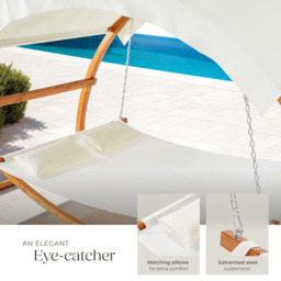 tectake Locarno 2 Seater Hammock with Sun Canopy - Size: 171.5 x 160 x 328cm - Brown - Wilko - thumbnail 5