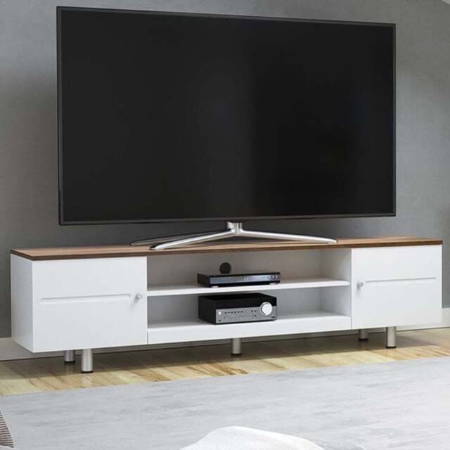 AVF Whitesands 2 Door 2 Shelf Satin White TV Unit - Size: 39.6 x 190 x 50cm - Multi - Wilko - image 1