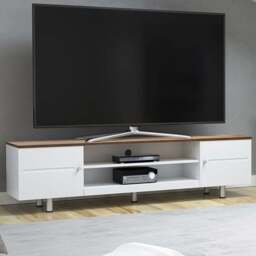 AVF Whitesands 2 Door 2 Shelf Satin White TV Unit - Size: 39.6 x 190 x 50cm - Multi - Wilko