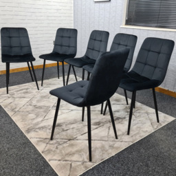 Kosy Koala Set of 6 Black Velvet Dining Chair - Size: 87 x 59 x 45cm - Wilko - thumbnail 5
