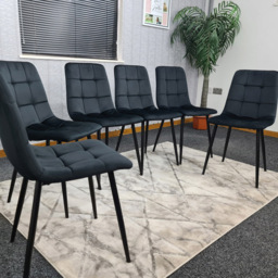 Kosy Koala Set of 6 Black Velvet Dining Chair - Size: 87 x 59 x 45cm - Wilko - thumbnail 6