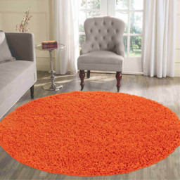 Desire Rugs Oxford Orange Plain Round Shaggy Rug 120 x 120cm - Wilko - thumbnail 3