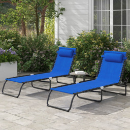 Outsunny Set of 2 Blue Foldable Cot Sun Lounger - Size: 1 Seater - Wilko - thumbnail 1