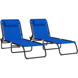 Outsunny Set of 2 Blue Foldable Cot Sun Lounger - Size: 1 Seater - Wilko - thumbnail 3