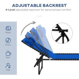 Outsunny Set of 2 Blue Foldable Cot Sun Lounger - Size: 1 Seater - Wilko - thumbnail 5