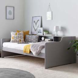 Tyler Single Grey Guest Bed with Spring Mattress - Bedmaster - Wilko - thumbnail 1