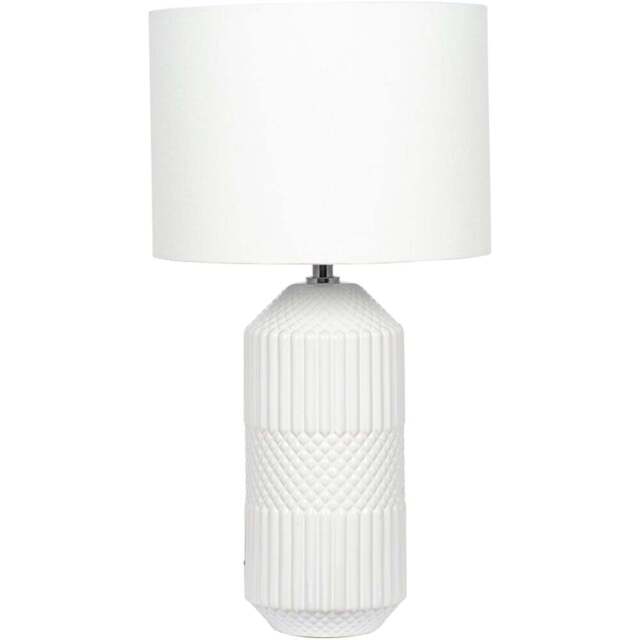 Pacific Lifestyle Meribel White Geo Textured Ceramic Tall Table Lamp - Wilko - image 1