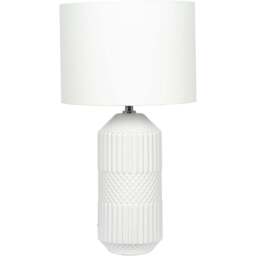 Pacific Lifestyle Meribel White Geo Textured Ceramic Tall Table Lamp - Wilko