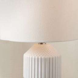 Pacific Lifestyle Meribel White Geo Textured Ceramic Tall Table Lamp - Wilko - thumbnail 4