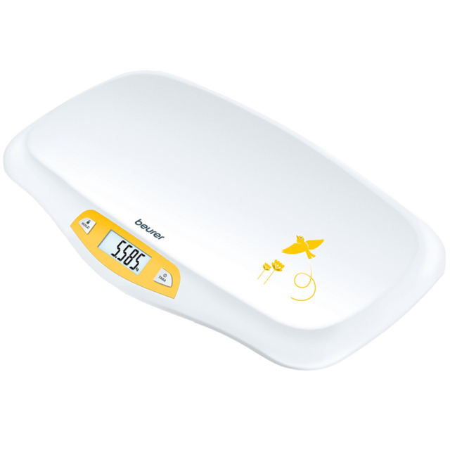 Beurer Curved Weighing Platform Baby Scale - Size: 59 x 8 x 37.2cm - White/Yellow - Wilko - image 1