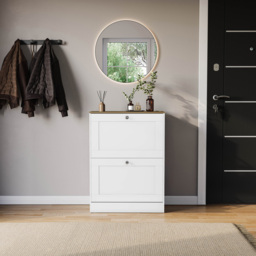 VIDA DESIGNS 2 Drawer White and Oak Effect Shoe Cabinet - Size: 80 x 58 x 23.5cm - White & Oak - Wilko - thumbnail 4