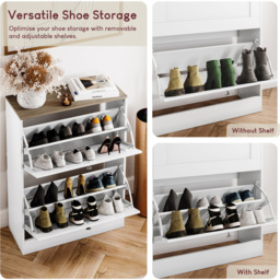 VIDA DESIGNS 2 Drawer White and Oak Effect Shoe Cabinet - Size: 80 x 58 x 23.5cm - White & Oak - Wilko - thumbnail 7