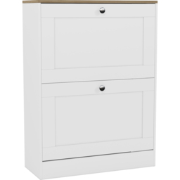 VIDA DESIGNS 2 Drawer White and Oak Effect Shoe Cabinet - Size: 80 x 58 x 23.5cm - White & Oak - Wilko - thumbnail 3
