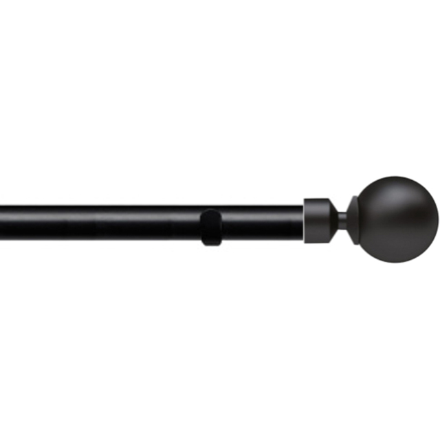 New Edge Blinds 230cm Fixed Length Black Metal Eyelet Curtain Pole Set with Met Ball Finial - Wilko - image 1