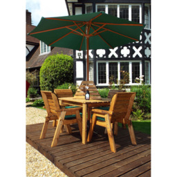 Charles Taylor Solid Wood 4 Seater Rectangle Outdoor Dining Set with Green Cushions - Wilko - thumbnail 7
