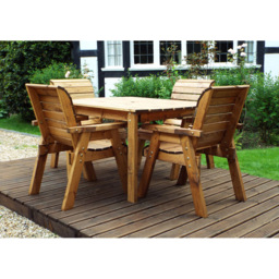 Charles Taylor Solid Wood 4 Seater Rectangle Outdoor Dining Set with Green Cushions - Wilko - thumbnail 5