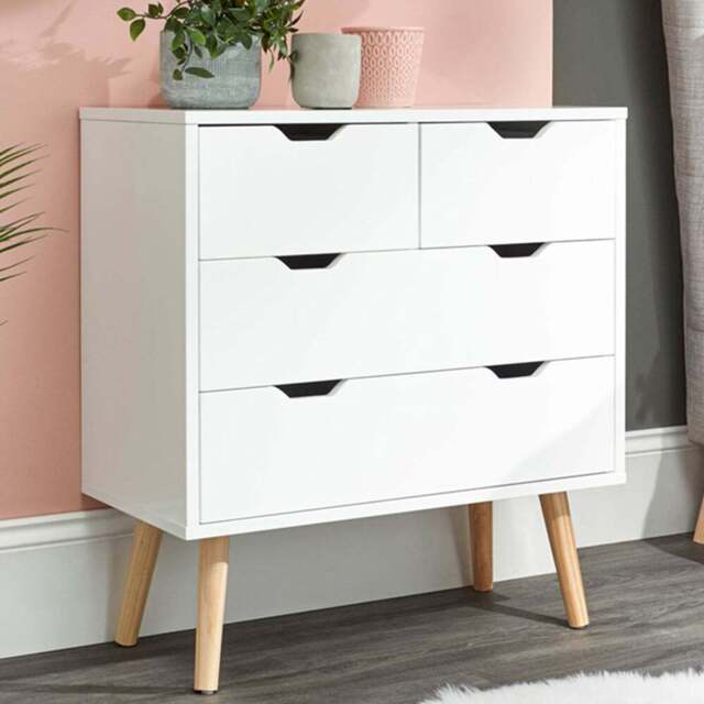 GFW Nyborg 4 Drawer White Chest of Drawers - Wilko - image 1