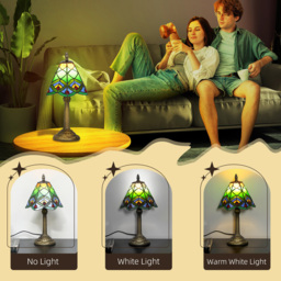 HOMCOM Tiffany Style Handcrafted Stained Glass Table Lamp - Size: 22 x 30 x 32cm - Green - Wilko - thumbnail 7