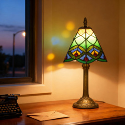 HOMCOM Tiffany Style Handcrafted Stained Glass Table Lamp - Size: 22 x 30 x 32cm - Green - Wilko - thumbnail 5
