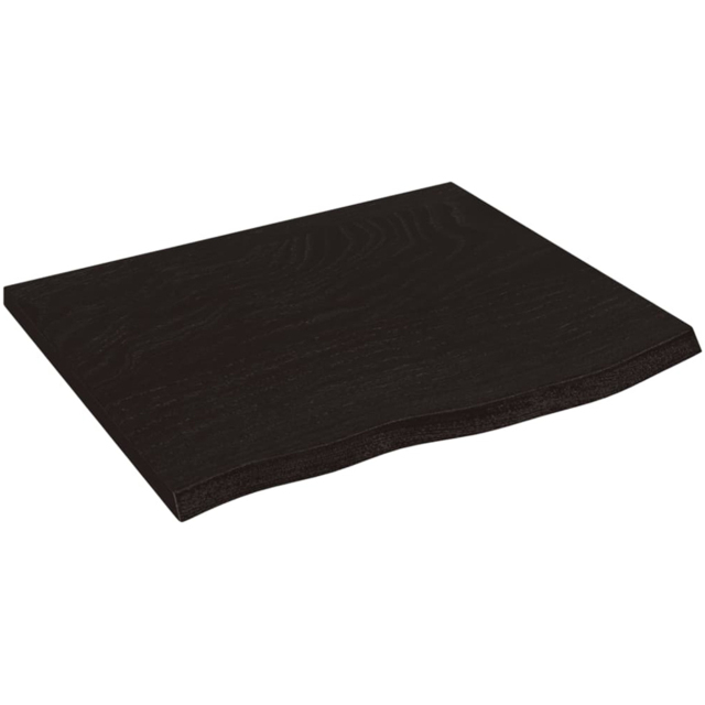 vidaXL 60 x 50 x 2cm Dark Brown Treated Solid Oak Wall Shelf - Size: 2 x 60 x 50cm - Wilko - image 1