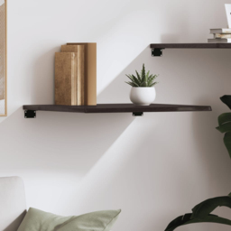 vidaXL 60 x 50 x 2cm Dark Brown Treated Solid Oak Wall Shelf - Size: 2 x 60 x 50cm - Wilko - thumbnail 3