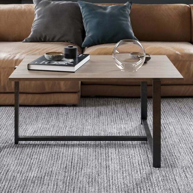 Decorotika Merideths Walnut and Black Metal Coffee Table - Size: 45 x 92 x 64cm - Multi - Wilko - image 1