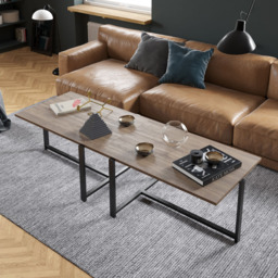 Decorotika Merideths Walnut and Black Metal Coffee Table - Size: 45 x 92 x 64cm - Multi - Wilko - thumbnail 4