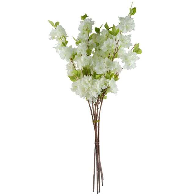 Leaf White Blossom Single Stem Artificial Flower 6 Pack - Size: 100 x 12 x 12cm - Wilko - image 1