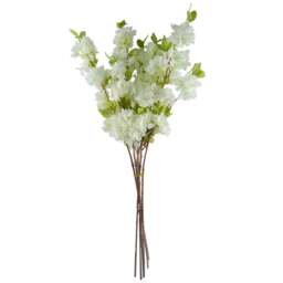 Leaf White Blossom Single Stem Artificial Flower 6 Pack - Size: 100 x 12 x 12cm - Wilko