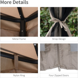 Outsunny 3 x 3m 2-Tier Taupe Gazebo Tent with Curtains - Size: 265 x 294 x 294cm - Brown - Wilko - thumbnail 4