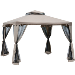 Outsunny 3 x 3m 2-Tier Taupe Gazebo Tent with Curtains - Size: 265 x 294 x 294cm - Brown - Wilko - thumbnail 3