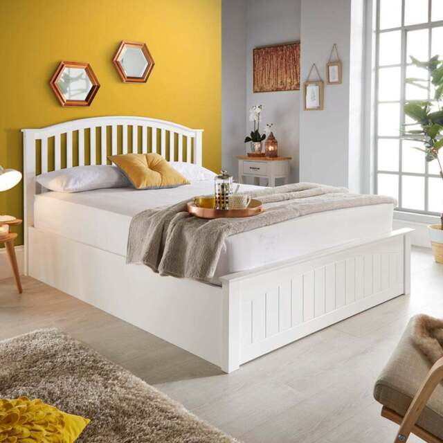 Grayson Small Double White Wooden Ottoman Bed Frame - Bedmaster - Wilko - image 1