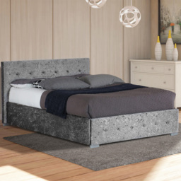 Brooklyn Double Silver Crushed Velvet Storage Ottoman Bed - Wilko - thumbnail 1