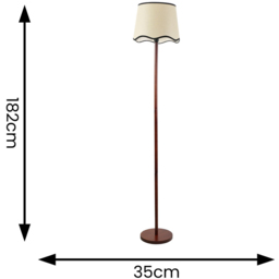 ValueLights Heather Scallop Black Trim Shade Dark Wood Stem LED Floor Lamp - Cream - Wilko - thumbnail 5