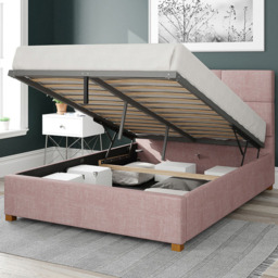 Aspire Caine Small Double Tea Rose Pure Pastel Cotton Ottoman Bed - Pink - Aspire Beds - Wilko - thumbnail 3